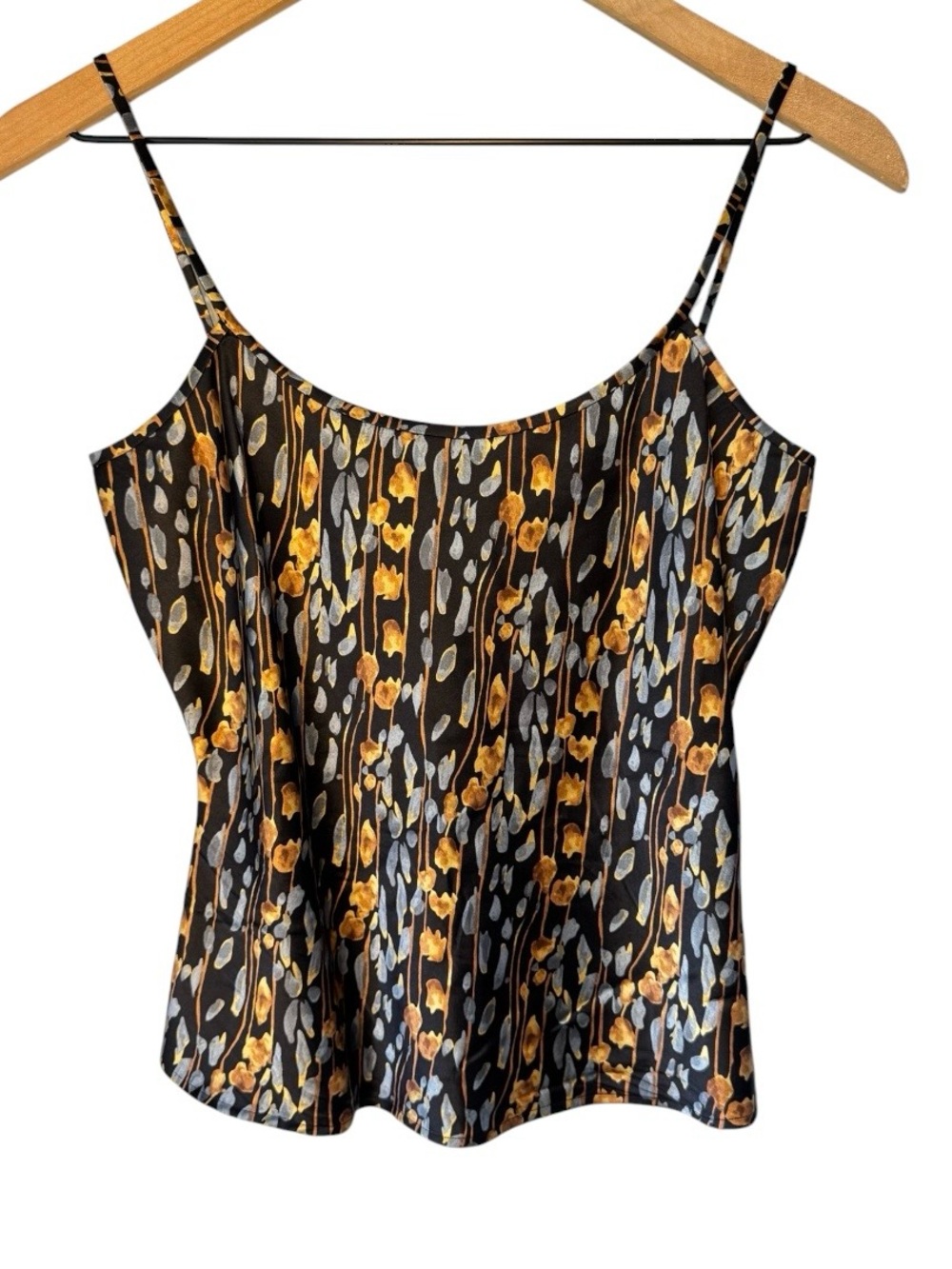 Vintage ST. JOHN Couture Y2K Silk Satin Abstract Floral Camisole Tank Top Sz 2